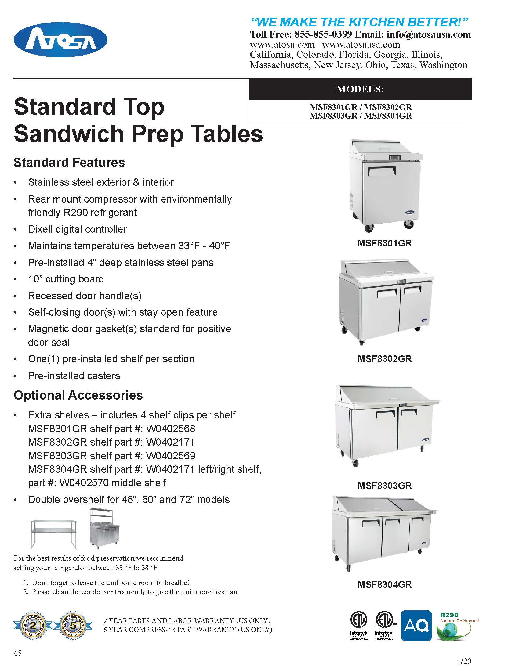Atosa Sandwich Prep Tables – A. Caplan Company